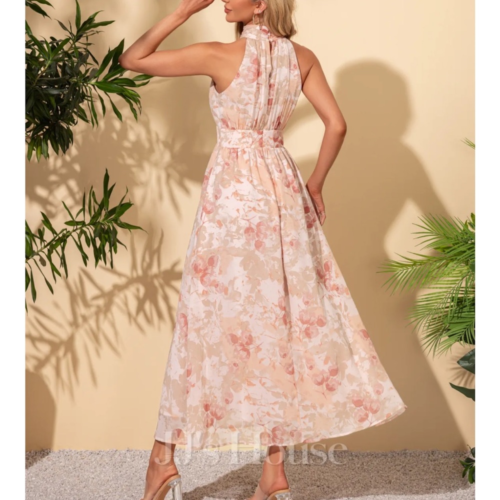 JJs House Pink Floral Halter Maxi Dress - Picture 2 of 5